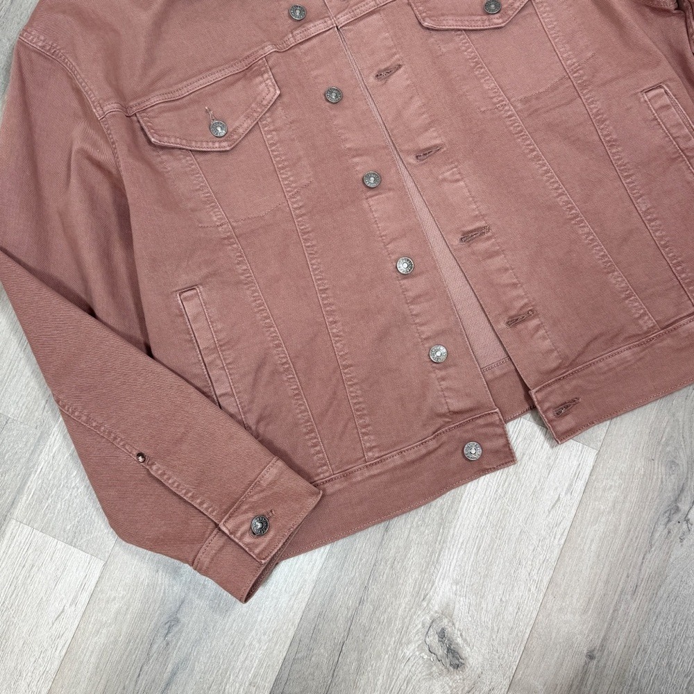 Express Denim Button Front Trucker Jacket Clay Br… - image 5